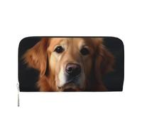 GDSHJKLW Portefeuille pour femme Golden Retriever en cuir synthétique avec fermeture éclair sur le pourtour pour téléphone, porte-cartes, organiseur pour femme, noir, taille unique, Noir , Taille
