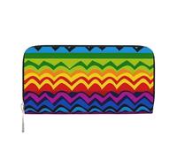 GDSHJKLW Portefeuille pour femme motif arc-en-ciel Gay Pride avec 1 fermeture éclair sur le pourtour en cuir synthétique pour téléphone, porte-cartes, organiseur pour femme, noir, taille unique, Noir