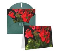 GDSHJKLW Red Geraniums1 Carte de vœux vierge avec enveloppes 10,2 x 15,2 cm, cartes de remerciement, cartes de notes, cartes toutes occasions, vert foncé pour Noël, vacances, anniversaire, remise de