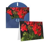 GDSHJKLW Red Geraniums1 Carte de vœux vierge avec enveloppes 10,2 x 15,2 cm, cartes de remerciement, cartes de notes, cartes toutes occasions, bleu pour Noël, vacances, anniversaire, remise de diplôme
