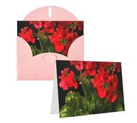 GDSHJKLW Red Geraniums1 Carte de vœux vierge avec enveloppes 10,2 x 15,2 cm, cartes de remerciement, cartes de notes, cartes toutes occasions, rose pour Noël, vacances, anniversaire, remise de diplôme