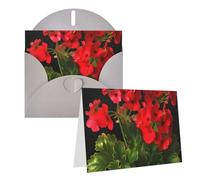 GDSHJKLW Red Geraniums1 Carte de vœux vierge avec enveloppes 10,2 x 15,2 cm, cartes de remerciement, cartes de notes, cartes de notes, cartes pour toutes les occasions, cartes grises pour Noël