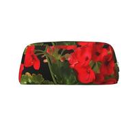 GDSHJKLW Red Geraniums1 - Trousse à crayons en cuir de grande capacité avec fermeture éclair pour homme et femme - Trousse de toilette de voyage étanche à large ouverture pour pièces de monnaie, Or