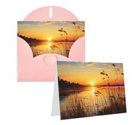 GDSHJKLW Reeds By The River Carte de vœux vierge avec enveloppes 10,2 x 15,2 cm, cartes de remerciement, cartes de notes, cartes toutes occasions, rose pour Noël, vacances, anniversaire, remise de