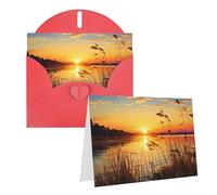 GDSHJKLW Reeds By The River Carte de vœux vierge avec enveloppes 10,2 x 15,2 cm, cartes de remerciement, cartes de notes, cartes toutes occasions, rouge pour Noël, vacances, anniversaire, remise de