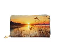 GDSHJKLW Reeds By The River Portefeuille en cuir avec fermeture éclair sur le pourtour Porte-cartes de crédit avec support pour téléphone portable