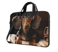 GDSHJKLW Sac à bandoulière pour ordinateur portable de 14" pour homme et femme, sac à bandoulière imperméable avec poignée et sangle pour teckel
