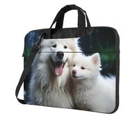 GDSHJKLW Sac à bandoulière pour ordinateur portable pour homme et femme, sac à bandoulière étanche avec poignée pour chien, blanc, Noir/blanc, 14 inch