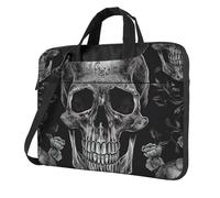 GDSHJKLW Sac à bandoulière pour ordinateur portable pour homme et femme, sac à bandoulière étanche avec poignée et motif tête de mort, squelette, Noir/blanc, 13 inch