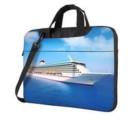 GDSHJKLW Sac à bandoulière pour ordinateur portable pour homme et femme, sac à bandoulière étanche avec poignée et bandoulière pour bateau de croisière, Noir/blanc, 13 inch