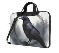 GDSHJKLW Sac à bandoulière pour ordinateur portable pour homme et femme, sac à bandoulière étanche avec poignée en forme de corbeau noir, noir, 14 inch