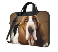 GDSHJKLW Sac à bandoulière pour ordinateur portable pour homme et femme, sac à bandoulière étanche pour basset hound avec poignée, Noir/blanc, 15.6 inch