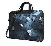 GDSHJKLW Sac à bandoulière pour ordinateur portable pour homme et femme, sac à bandoulière imperméable avec poignée en mosaïque grise, Noir/blanc, 14 inch