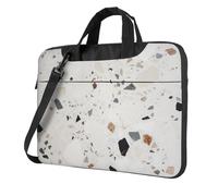 GDSHJKLW Sac à bandoulière pour ordinateur portable pour homme et femme, sac à bandoulière imperméable en Terrazzo blanc avec poignée et sangle, Noir/blanc, 13 inch