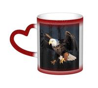 GDSHJKLW Tasses à café en céramique de 325 ml - Changement de couleur - Tasse à café fantaisie personnalisée - Tasse à thé 3D aigle chauve - Pour homme et femme - Cadeau amusant