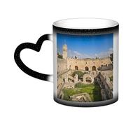 GDSHJKLW Tasses à café en céramique de 325 ml - Changement de couleur - Tasse à café fantaisie personnalisée - Tasse à thé Israël à la tour de David - Pour homme et femme - Cadeau amusant