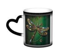 GDSHJKLW Tasses à café en céramique de 325 ml - Changement de couleur - Tasse à café fantaisie personnalisée - Tasse à thé - Motif libellule - Pour homme et femme - Cadeau amusant