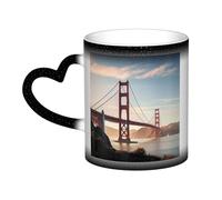GDSHJKLW Tasses à café en céramique de 325 ml - Changement de couleur - Tasse à café fantaisie personnalisée - Tasse à thé Golden Gate Bridge - Pour homme et femme - Cadeau amusant