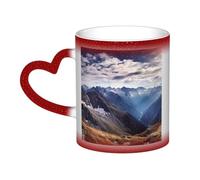 GDSHJKLW Tasses à café en céramique de 325 ml - Changement de couleur - Tasse à café fantaisie personnalisée - Tasse à thé - Panorama des Alpes - Pour homme et femme - Cadeau amusant