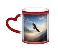 GDSHJKLW Tasses à café en céramique de 325 ml - Changement de couleur - Tasse à café fantaisie personnalisée - Tasse à thé - Montagnes d'aigle - Pour homme et femme - Cadeau amusant