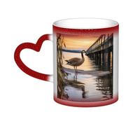 GDSHJKLW Tasses à café en céramique de 325 ml - Changement de couleur - Tasse à café fantaisie personnalisée - Tasse à thé - Motif oie sauvage par le pont - Pour homme et femme - Cadeau amusant