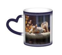 GDSHJKLW Tasses à café en céramique de 325 ml - Changement de couleur - Tasse à café fantaisie personnalisée - Tasse à thé en forme d'écureuil qui vient de poser des tasses à café cool pour homme et