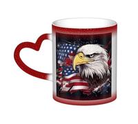GDSHJKLW Tasses à café en céramique de 325 ml - Changement de couleur - Tasse à café fantaisie personnalisée - Tasse à thé - Drapeau américain - Aigle à tête blanche - Pour homme et femme - Cadeau