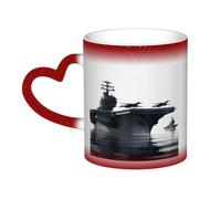 GDSHJKLW Tasses à café en céramique de 325 ml - Changement de couleur - Tasse à café fantaisie personnalisée - Tasse à thé - Porte-avions - Tasse à café cool pour homme et femme - Cadeau amusant