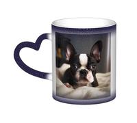 GDSHJKLW Tasses à café en céramique de 325 ml - Changement de couleur - Tasse à café fantaisie personnalisée - Tasse à thé - Motif terrier de Boston - Pour homme et femme - Cadeau amusant
