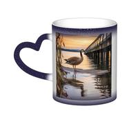 GDSHJKLW Tasses à café en céramique de 325 ml - Changement de couleur - Tasse à café fantaisie personnalisée - Tasse à thé - Motif oie sauvage par le pont - Pour homme et femme - Cadeau amusant