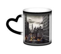 GDSHJKLW Tasses à café en céramique de 325 ml - Changement de couleur - Tasse à café fantaisie personnalisée - Tasse à thé - Tasse à café « Love from New York » - Pour homme et femme - Cadeau amusant