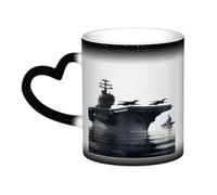 GDSHJKLW Tasses à café en céramique de 325 ml - Changement de couleur - Tasse à café fantaisie personnalisée - Tasse à thé - Porte-avions - Tasse à café cool pour homme et femme - Cadeau amusant