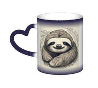 GDSHJKLW Tasses à café en céramique de 325 ml - Changement de couleur - Tasse à café fantaisie personnalisée - Tasse à thé - Motif paresseux - Mon esprit - Tasse à café cool pour homme et femme