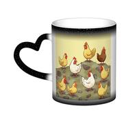 GDSHJKLW Tasses à café en céramique de 325 ml - Changement de couleur - Tasse à café fantaisie personnalisée - Tasse à thé - Tasse à café « A Brood of Chicken » - Pour homme et femme - Cadeau amusant