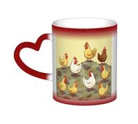 GDSHJKLW Tasses à café en céramique de 325 ml - Changement de couleur - Tasse à café fantaisie personnalisée - Tasse à thé - Tasse à café « A Brood of Chicken » - Pour homme et femme - Cadeau amusant
