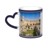 GDSHJKLW Tasses à café en céramique de 325 ml - Changement de couleur - Tasse à café fantaisie personnalisée - Tasse à thé Israël à la tour de David - Pour homme et femme - Cadeau amusant