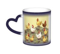 GDSHJKLW Tasses à café en céramique de 325 ml - Changement de couleur - Tasse à café fantaisie personnalisée - Tasse à thé - Tasse à café « A Brood of Chicken » - Pour homme et femme - Cadeau amusant