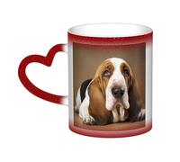 GDSHJKLW Tasses à café en céramique de 325 ml - Changement de couleur - Tasse à café fantaisie personnalisée - Tasse à thé basset hound - Pour homme et femme - Cadeau amusant