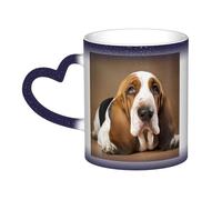 GDSHJKLW Tasses à café en céramique de 325 ml - Changement de couleur - Tasse à café fantaisie personnalisée - Tasse à thé basset hound - Pour homme et femme - Cadeau amusant