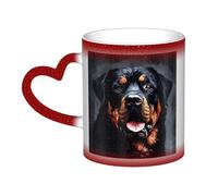 GDSHJKLW Tasses à café en céramique de 325 ml - Changement de couleur - Tasse à café fantaisie personnalisée - Tasse à thé - Motif chien Rottweiler - Art cool - Pour homme et femme - Cadeau amusant