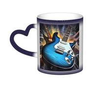 GDSHJKLW Tasses à café en céramique de 325 ml - Changement de couleur - Tasse à café fantaisie personnalisée - Tasse à thé - Guitare électrique magique - Tasse à café cool pour homme et femme - Cadeau