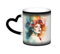 GDSHJKLW Tasses à café en céramique de 325 ml - Changement de couleur - Tasse à café fantaisie personnalisée - Tasse à thé - Aquarelle abstraite - Pour homme et femme - Cadeau amusant