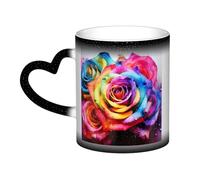 GDSHJKLW Tasses à café en céramique de 325 ml - Changement de couleur - Tasse à café fantaisie personnalisée - Tasse à thé aquarelle arc-en-ciel rose cool pour homme et femme - Cadeau amusant