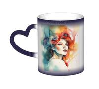 GDSHJKLW Tasses à café en céramique de 325 ml - Changement de couleur - Tasse à café fantaisie personnalisée - Tasse à thé - Aquarelle abstraite - Pour homme et femme - Cadeau amusant