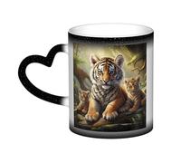 GDSHJKLW Tasses à café en céramique de 325 ml - Changement de couleur - Tasse à café fantaisie personnalisée - Tasse à thé - Tigres de la jungle - Tasse à café cool pour homme et femme - Cadeau
