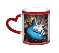 GDSHJKLW Tasses à café en céramique de 325 ml - Changement de couleur - Tasse à café fantaisie personnalisée - Tasse à thé - Guitare électrique magique - Tasse à café cool pour homme et femme - Cadeau