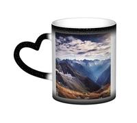 GDSHJKLW Tasses à café en céramique de 325 ml - Changement de couleur - Tasse à café fantaisie personnalisée - Tasse à thé - Panorama des Alpes - Pour homme et femme - Cadeau amusant