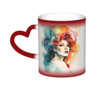 GDSHJKLW Tasses à café en céramique de 325 ml - Changement de couleur - Tasse à café fantaisie personnalisée - Tasse à thé - Aquarelle abstraite - Pour homme et femme - Cadeau amusant