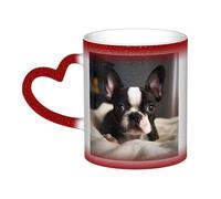 GDSHJKLW Tasses à café en céramique de 325 ml - Changement de couleur - Tasse à café fantaisie personnalisée - Tasse à thé - Motif terrier de Boston - Pour homme et femme - Cadeau amusant