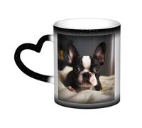 GDSHJKLW Tasses à café en céramique de 325 ml - Changement de couleur - Tasse à café fantaisie personnalisée - Tasse à thé - Motif terrier de Boston - Pour homme et femme - Cadeau amusant